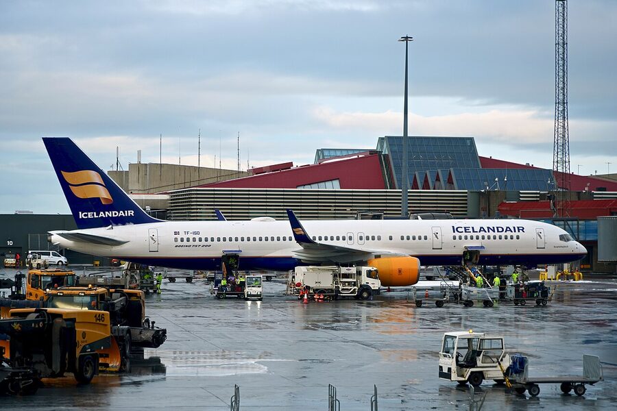 An Icelandair Boeing 757 aircraft in Iceland