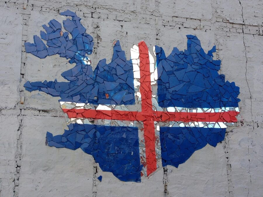 Iceland flag flying