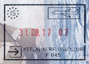 Iceland entry stamp on a US passport