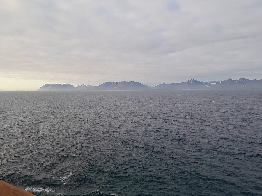 View of Skjalfandi Bay from a whale watching ship in north Iceland