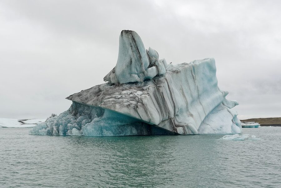 Icebergs floating on Jokulsarlon glacier lagoon Iceland
