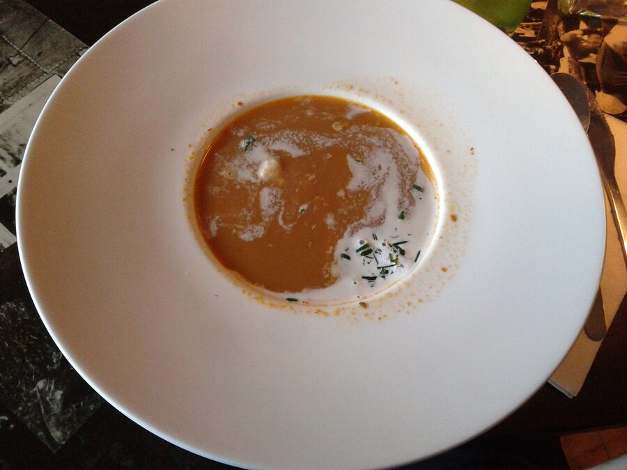 Icelandic lobster soup with langoustine tails and cream