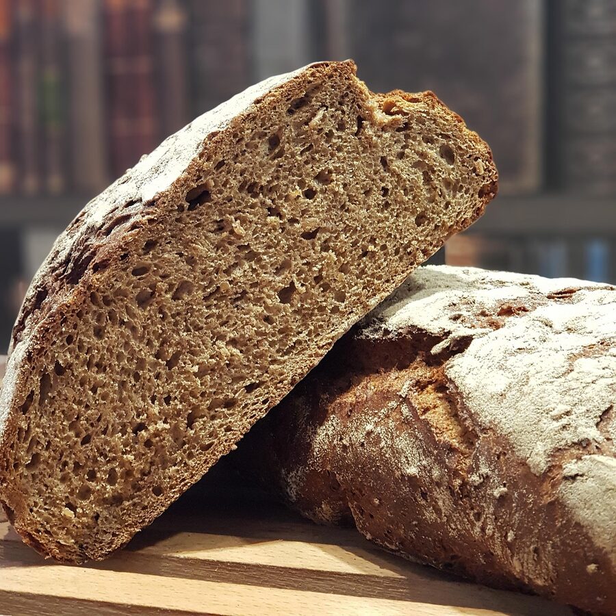 Dark rye bread loaves