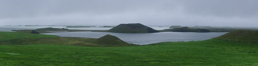 Pseudo-craters at Skutustadir on the south shore of Lake Myvatn