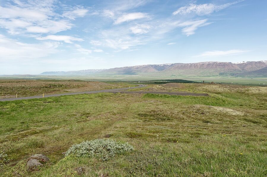 Mountains of Trollaskagi peninsula in north Iceland with steep slopes
