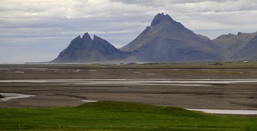Vestrahorn mountain at Stokksnes, dramatic peaks above black sand
