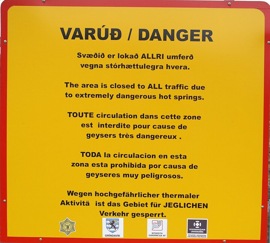 Cluster of Iceland road signs with multiple destinations