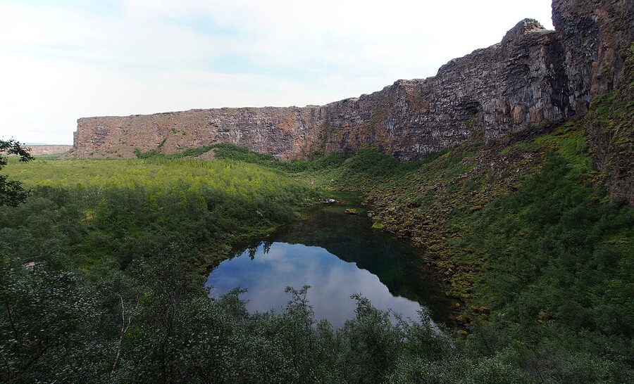 The cliffs of Ásbyrgi canyon, north Iceland