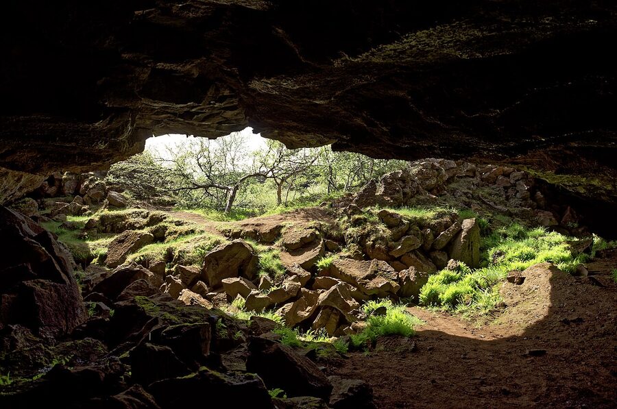 A cave inside the Dimmuborgir lava field, Iceland