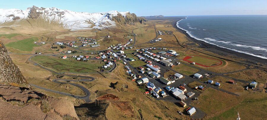 Vík village in south Iceland, a popular aurora hunting base