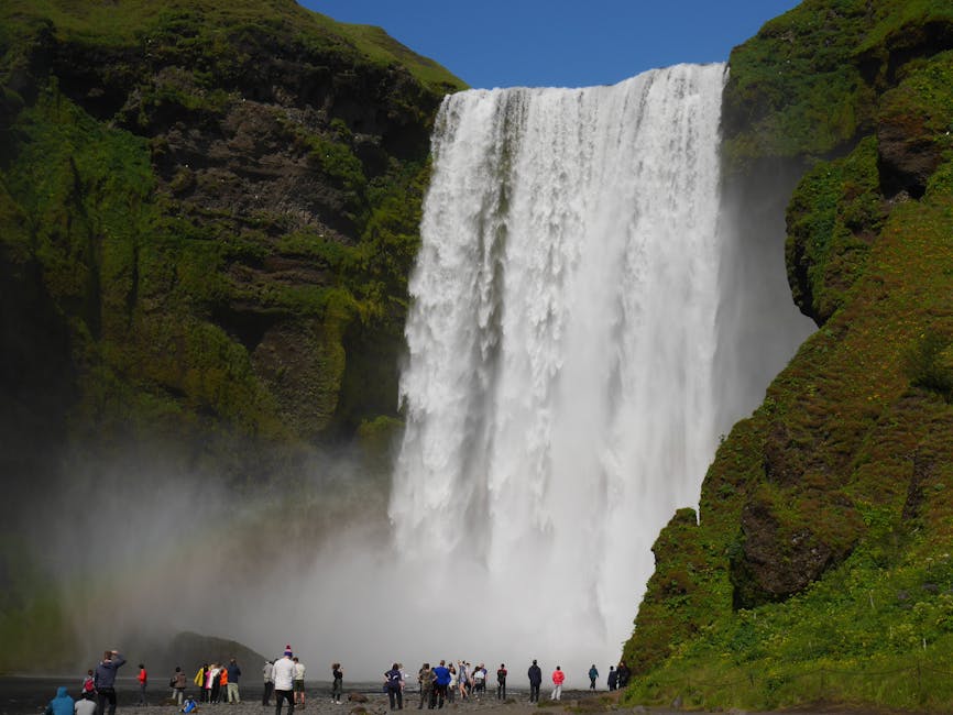 Skogafoss waterfall on the south coast of Iceland in summer