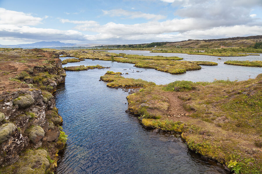 Looking down into the Silfra canyon, Þingvellir National Park