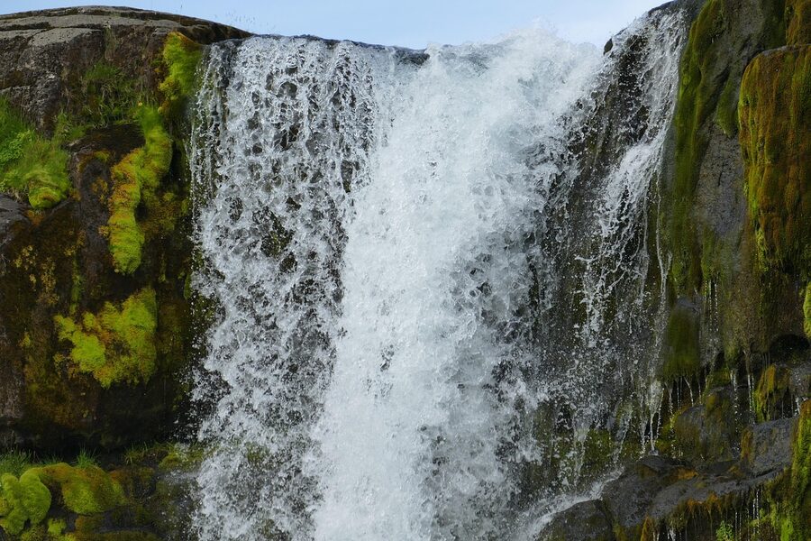 The continental plate edges meeting at Þingvellir, Iceland