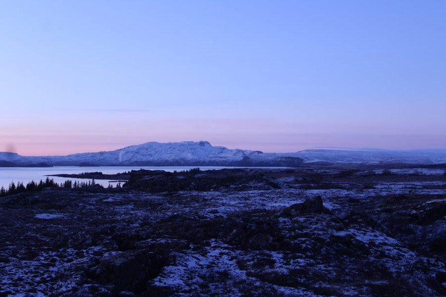 Þingvellir National Park at twilight in winter, Iceland