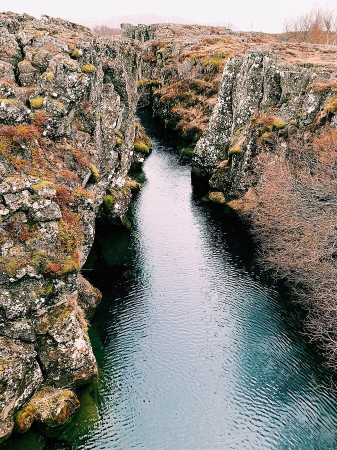 The clear blue-green waters of the Silfra fissure