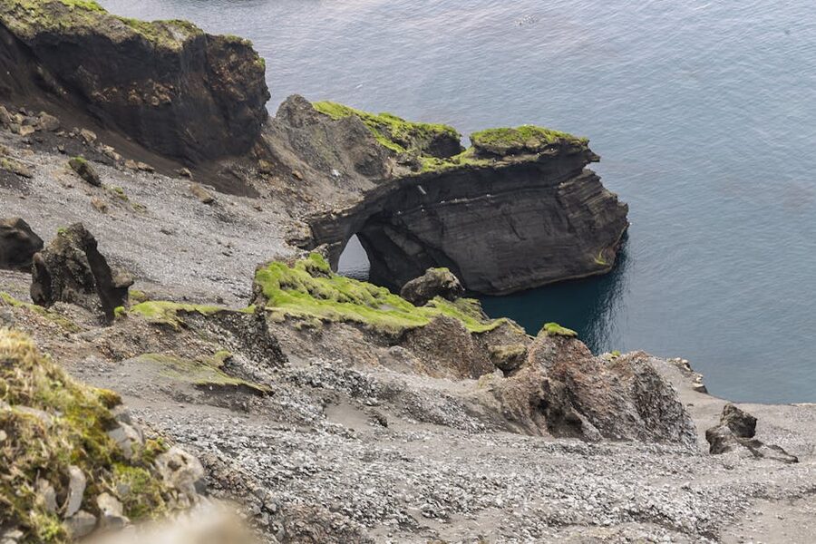 Coastal cliffs and green moss on the Snaefellsnes peninsula
