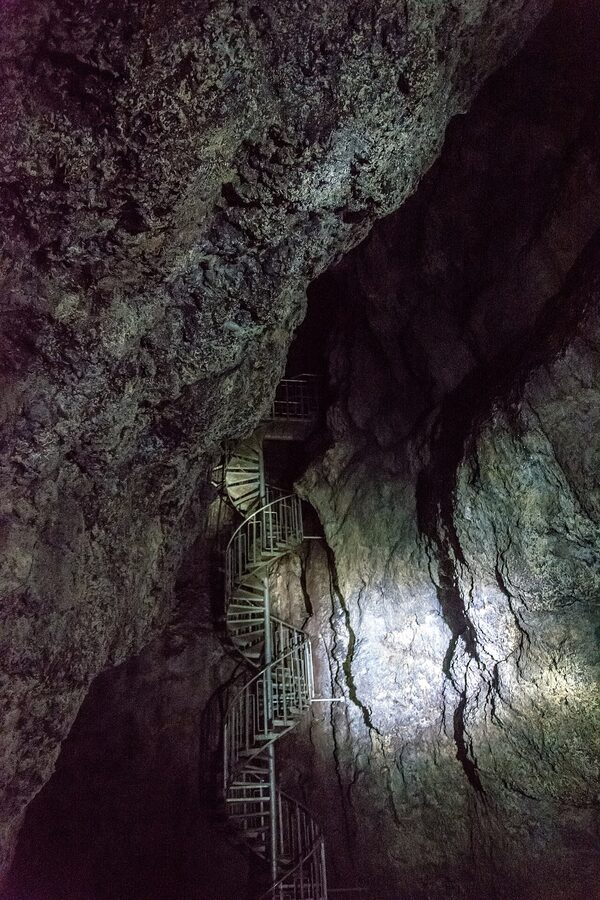 Inside Vatnshellir lava cave on the Snaefellsnes peninsula