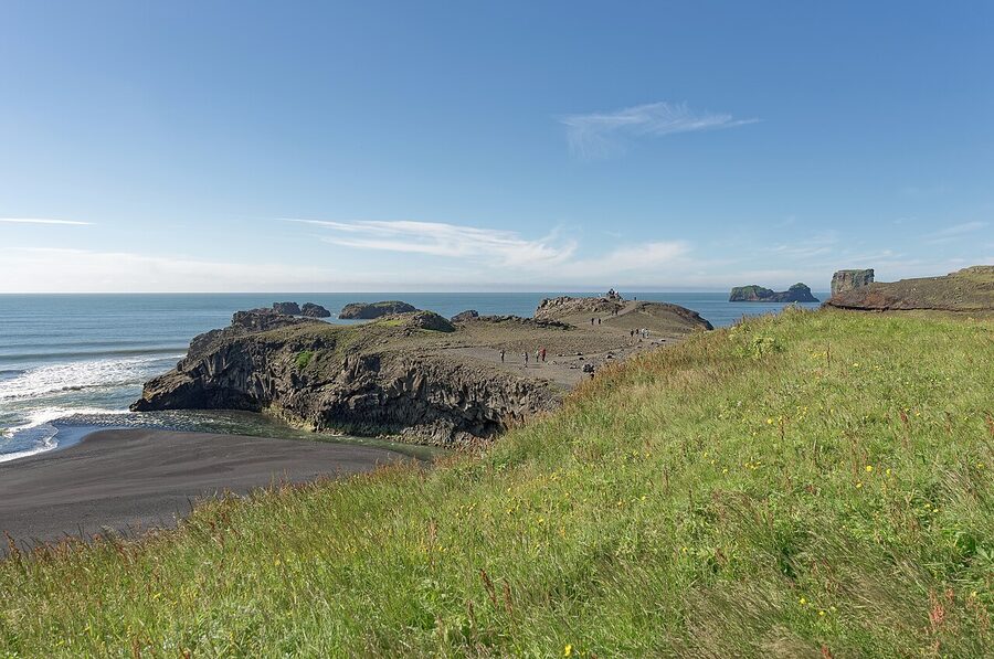 Dyrholaey peninsula and basalt sea arch on Iceland's South Coast