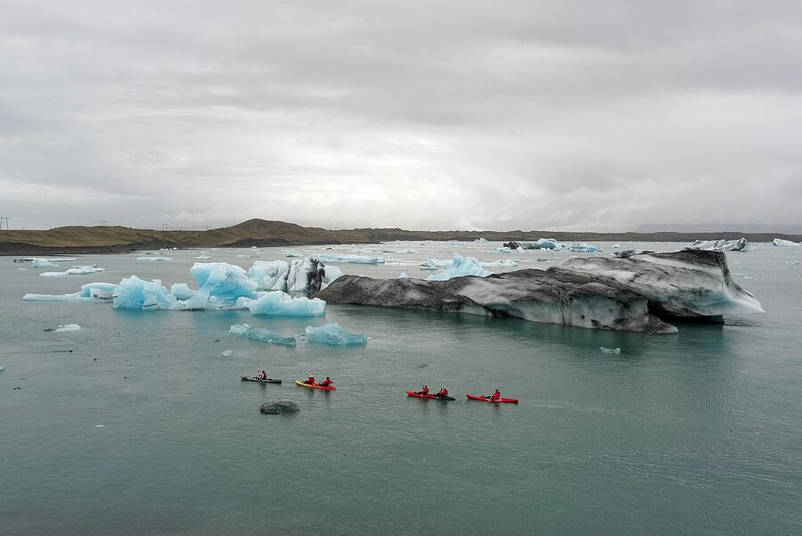 Icebergs floating in Jokulsarlon glacier lagoon, Iceland