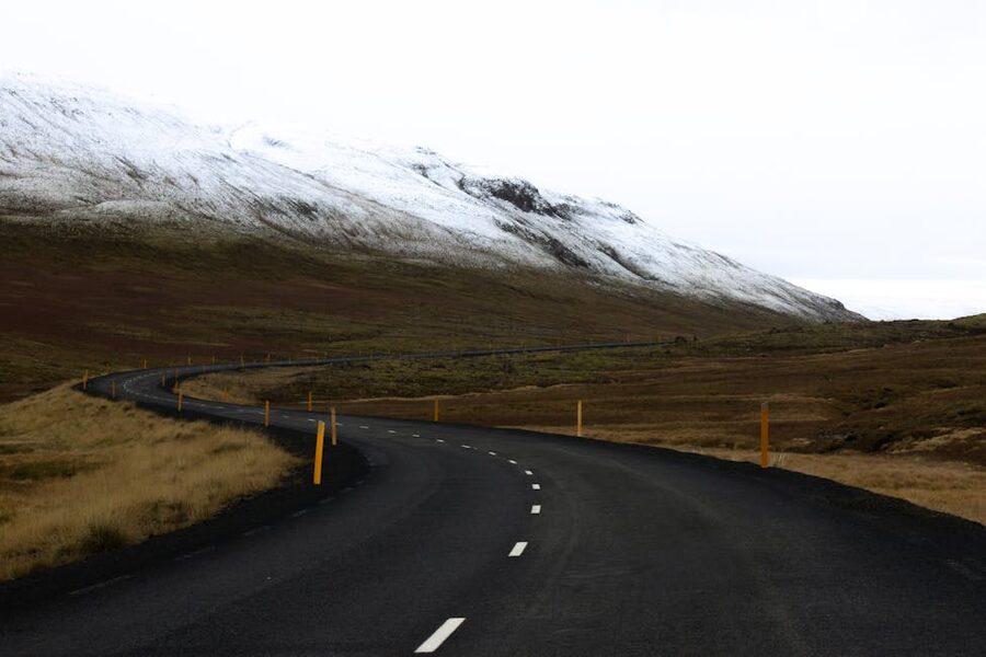 Route 1 highway running through the South Coast of Iceland