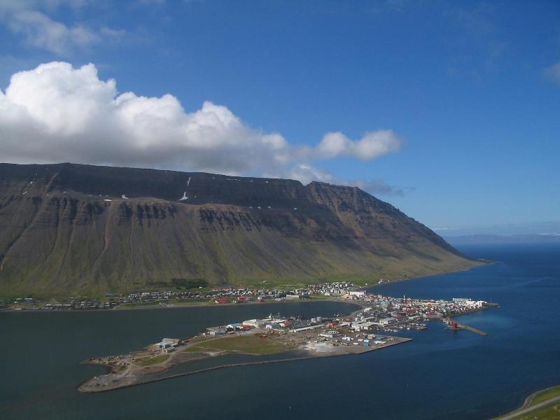 Isafjordur town in Skutulsfjordur Westfjords Iceland