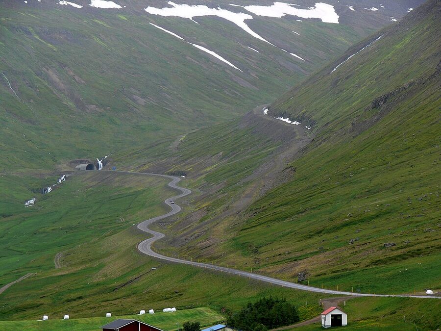 Vestfjardagong tunnel near Isafjordur Westfjords Iceland
