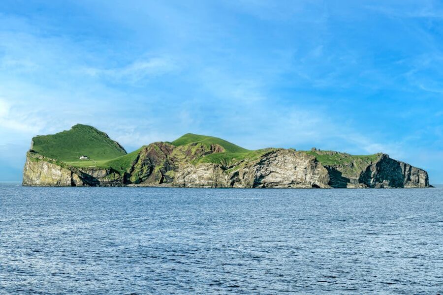 Ellidaey Island, one of the smaller Westman Islands, in summer