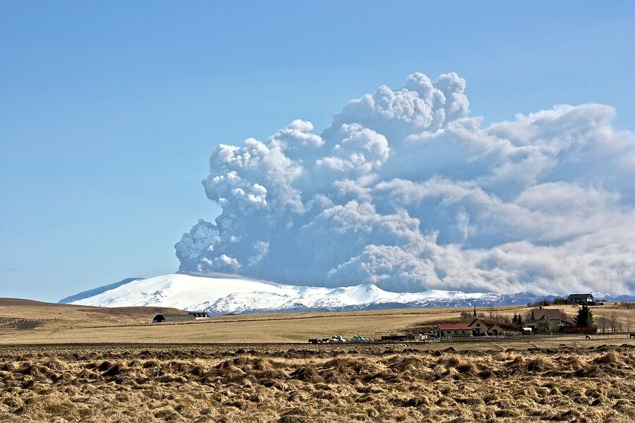 The 2010 eruption of Eyjafjallajökull which grounded European air traffic