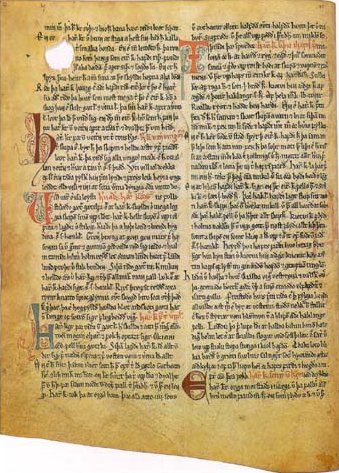 A page from the Heimskringla manuscript by Snorri Sturluson