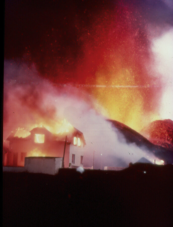 Building consumed by lava during the 1973 Eldfell eruption on Heimaey