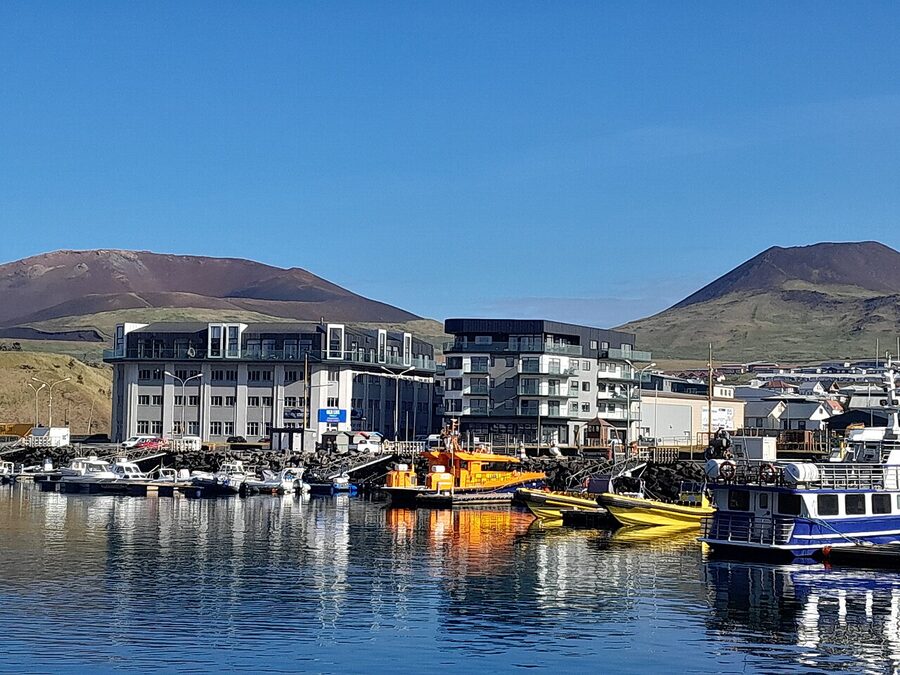 Heimaey harbour with fishing boats