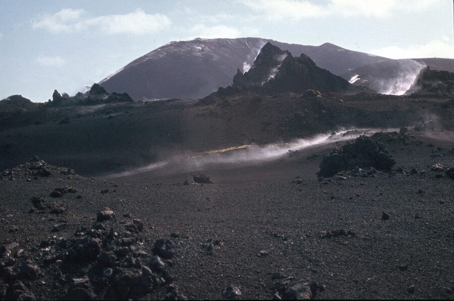 The Eldfell lava field on Heimaey in 1980, seven years after the eruption