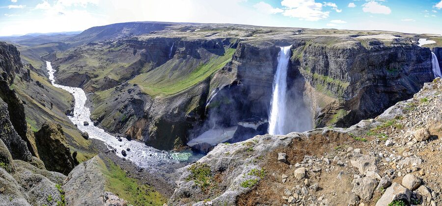 Haifoss waterfall in Fossarjardalur south highlands