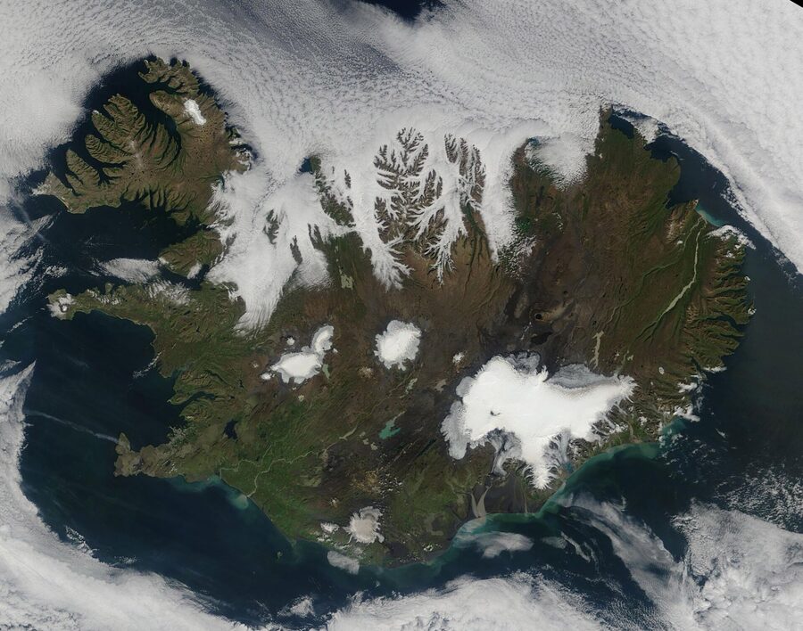 Iceland summertime view from MODIS satellite