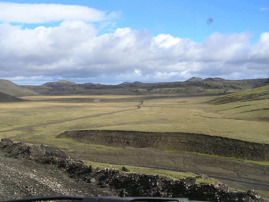Dirt road through Iceland highland interior