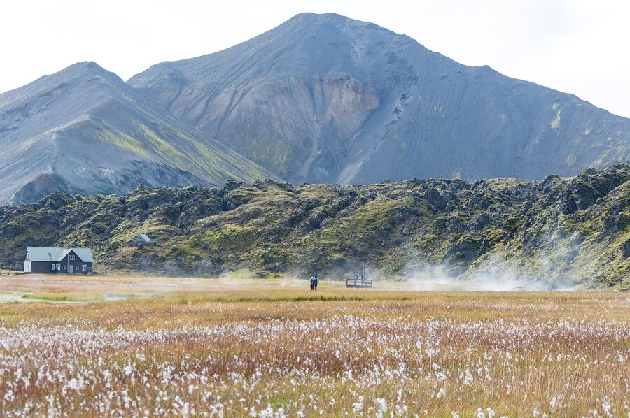 Landmannalaugar geothermal hot pool at the trailhead