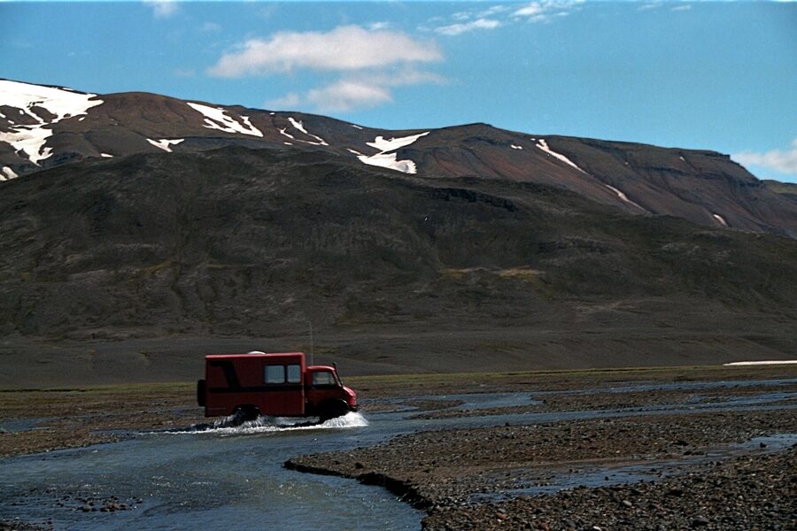 4x4 ford at Nyidalur river crossing Iceland highlands