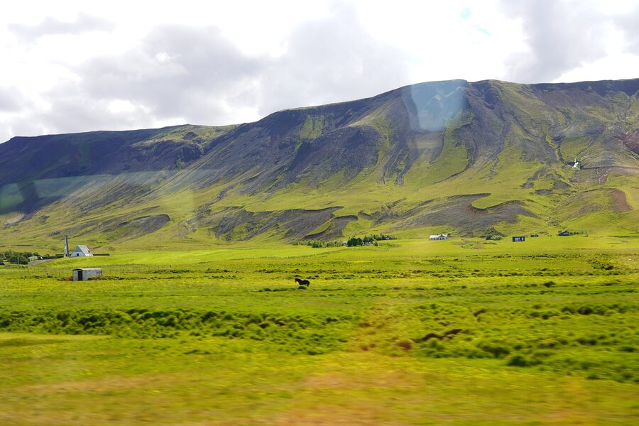 Thorsmork valley between three glaciers Iceland highlands