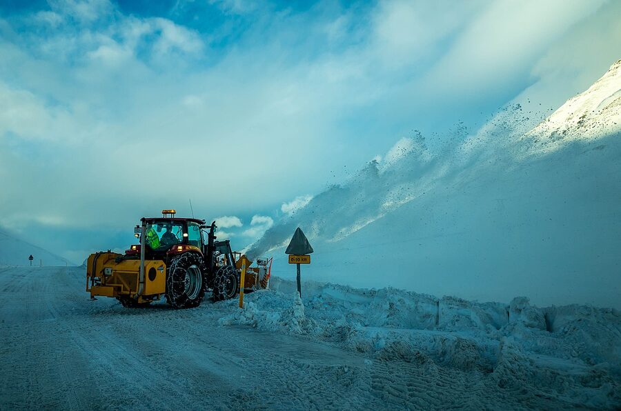 Snow plough on Route 1 in Iceland