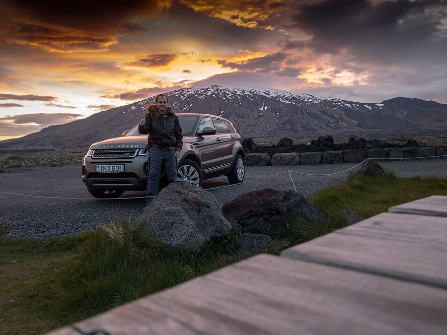 Iceland sky at midnight during summer with pale daylight