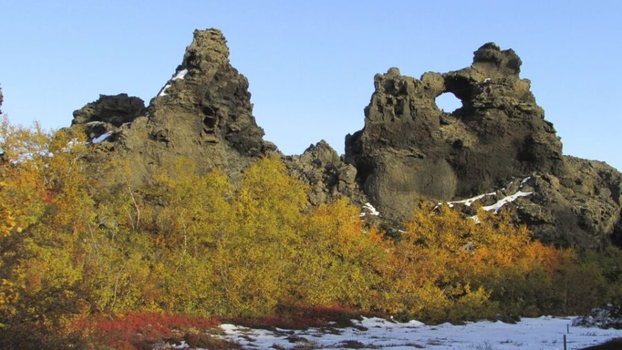 From Akureyri: Godafoss and Lake Myvatn - Dimmuborgir: lava sculptures, caves, and troll stories