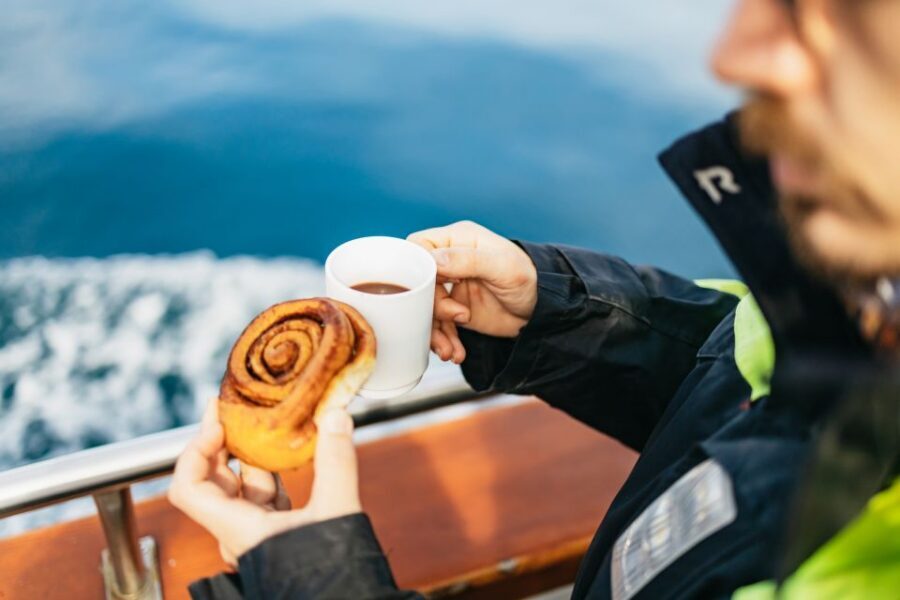 Húsavík: Whale Watching Tour with Guide - Traditional oak boat comfort: overalls, hot drinks, and sea conditions you should respect