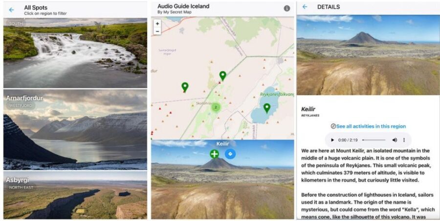 Iceland: Audioguide, Interactive map 200 spots ++ - Price and access: $17 per group up to 6, for 365 days