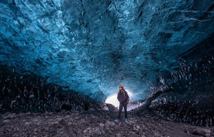 Jökulsárlón: Crystal Ice Cave Super Jeep Tour - Inside the ice cave on Breiðamerkurjökull: blue light, changing tunnels, and photo strategy