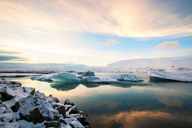 Reykjavik: Glacier Lagoon, Diamond Beach & South Coast Day Tour - Stop 3: Diamond Beach Ice on Black Sand