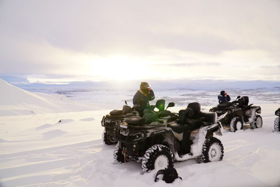 Reykjavik Quad Bike Twin Peaks Tour - ATV driving along Lake Hafravatn gravel and tracks